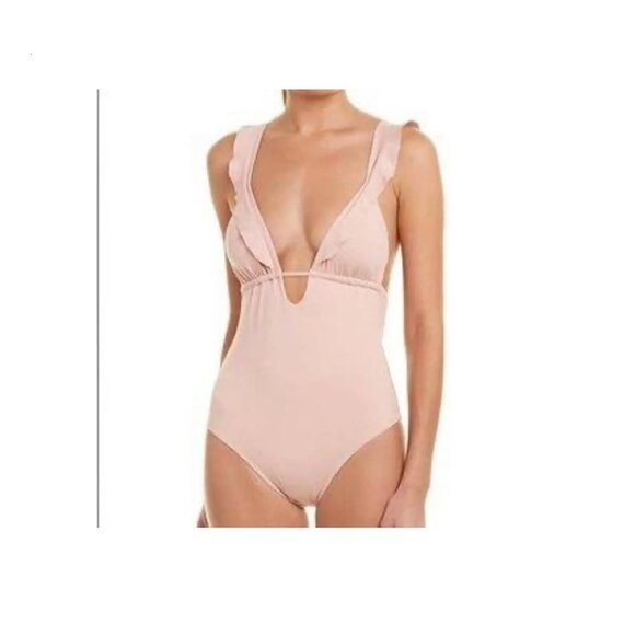 MNWT Eberjey Womens Pink Grayson So Solid Ruffle Straps One Piece Swimsuit - Picture 1 of 9